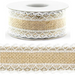 Taśma jutowa z białą koronką, 4x500cm