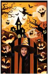 Dekoracja Drzwi z Kurtyną Dynie Halloween 145x240