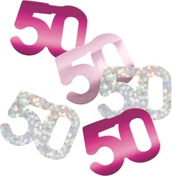 Konfetti Dekoracyjne 50 URODZINY Różowe 14g