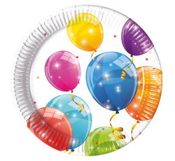 Talerzyki papierowe Sparkling Balloons 23 cm 8szt.
