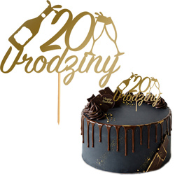 Topper na Tort 20 URODZINY Party ZŁOTY