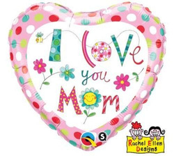 Balon foliowy 18" QL HRT "I Love You Mum" w kwiatu