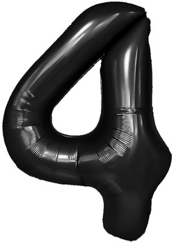 Balon foliowy cyfra 4 CZTERY czarny 100 cm