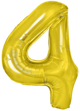 Balon foliowy cyfra CZTERY 4, złoty, 40 cm