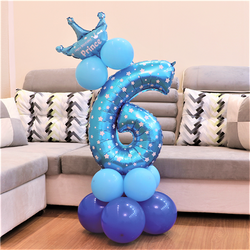 Zestaw balonów niebieskich cyfra 6, 1 kpl