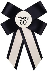 Kotylion Happy 60 URODZINY Kremowo-Czarny 11x17cm