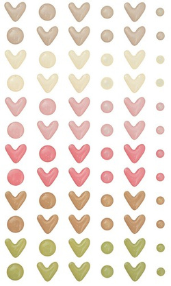 Emaliowane Samoprzylepne SERDUSZKA I KROPKI 72szt.