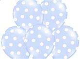 Balony 14'' błękit w białe kropki, 5 szt.
