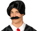 ZESTAW Włosy PERUKA Męska Czarna WĄSY Retro Addams