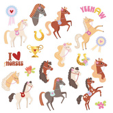 Tatuaże Zmywalne KONIKI Konie Urodziny 21szt.