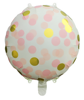 Balon Foliowy Okrągły Różowe Grochy 45cm