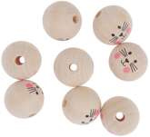 Drewniane Koraliki Kulki KOCIE BUŹKI 3cm 8szt.