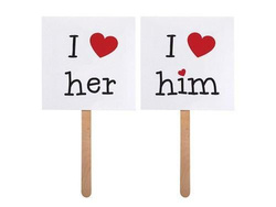 Karteczki ''I love him'',''I love her'', 2 szt.