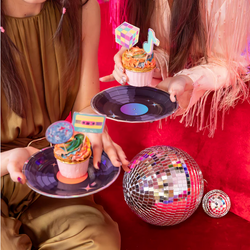 Talerzyki Płyta Winylowa Retro Disco 18cm 6szt.