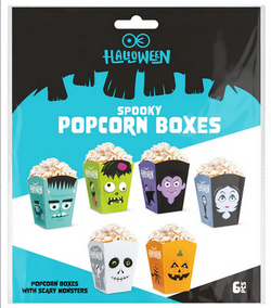 Pudełka Kubełek na Popcorn Halloween Monster 6szt.