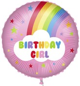 Balon Foliowy + Ciężarek BIRTHDAY GIRL Tęcza 45cm