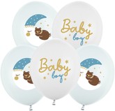 Balony Pastelowe BABY BOY Shower Miś Mix, 5szt.