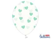 Balony przezroczyste w Serduszka miętowe 30cm 5szt