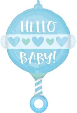 Balon Foliowy Baby Shower Chłopiec Grzechotka 60cm