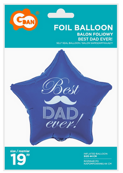 Balon foliowy 19" Best Dad Ever, niebieski, 1 szt