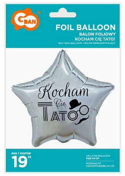 Balon foliowy 19" Kocham Cię Tato, srebrny, 1 szt