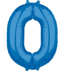 Balon foliowy 26" niebieski cyfra "0", 1 szt.