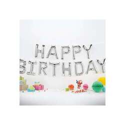 Balon foliowy Happy Birthday 340x35cm srebrny 1kpl