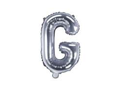 Balon foliowy Litera "G", 35cm, srebrny, 1 szt.