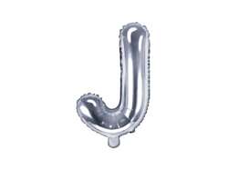 Balon foliowy Litera "J", 35cm, srebrny, 1 szt.