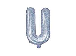 Balon foliowy Litera "U" 35cm holograficzny 1 szt.