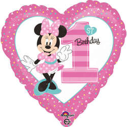 Balon foliowy Minnie 1st Birthday, 43cm, 1 szt.