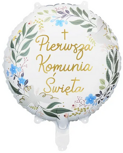 Balon foliowy Pierwsza Komunia Święta, 45 cm