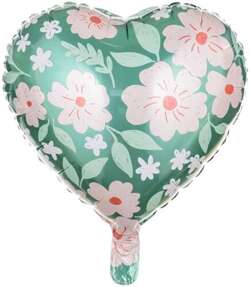 Balon foliowy Serce w kwiaty, 45 cm, 1 szt.