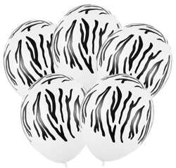 Balony 30 cm, Zebra, Pastel Pure White, 5 szt.