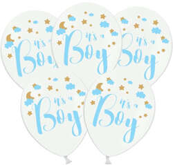 Balony Baby Shower It's a Boy, 30 cm, 5 szt.