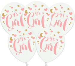 Balony Baby Shower It's a Girl, 30 cm, 5 szt.