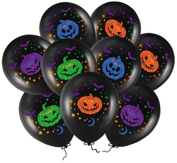 Balony Czarne Kolorowe DYNIE Mix Halloween 9szt.