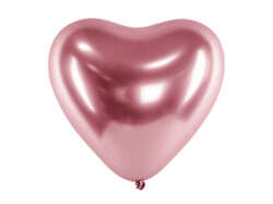 Balony Glossy 30cm, Serca, różowe złoto 1 szt.