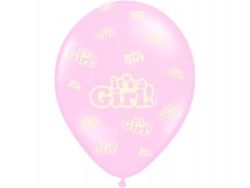 Balony "It`s a Girl", zestaw mix różowy, 5 szt.