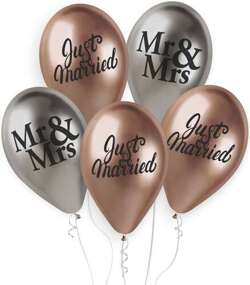 Balony Shiny Premium Just Married Mr&Mrs 13" 5szt.