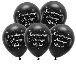 Balony Szczęśliwego Nowego Roku! 14 cali, 5 szt.