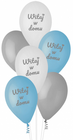 Balony WITAJ W DOMU Chłopiec Niebieskie Mix 6szt.