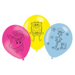 Balony lateksowe Spongebob 27,5cm/11" 6szt.