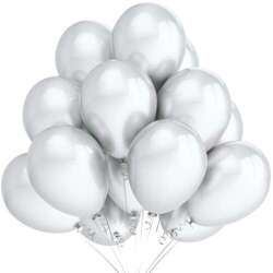 Balony metaliczne 12 cali, 25 szt., biały