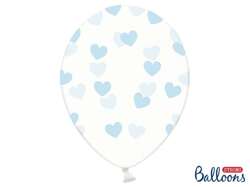 Balony przezroczyste w Serduszka błękit 30cm 1szt