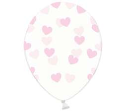 Balony przezroczyste w Serduszka j. róż 30cm 1szt