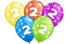 Balony z nadrukiem na 2 urodziny  "2" -5 szt.