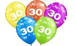 Balony z nadrukiem na 30 urodziny  "30" - 1 szt.