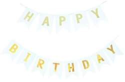 Baner Girlanda HAPPY BIRTHDAY Biały 16,5x11,5cm