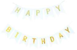 Baner Girlanda HAPPY BIRTHDAY Biały 20x16cm